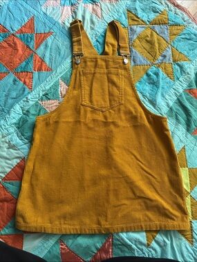 Forever 21 Mustard Corduroy Overall Pinafore Dress